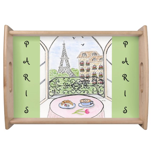Whimsical Paris and Eiffel Tower  Serving Tray (Front)