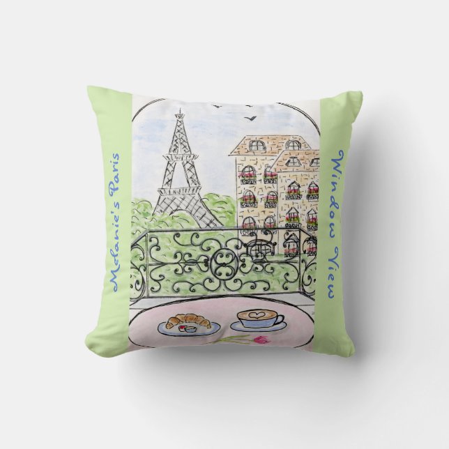 Whimsical PARIS APARTMENT Personaliz Eiffel Tower  Throw Pillow (Front)