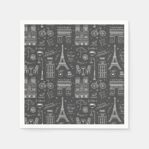 Whimsical Paris Doodles Pattern  Napkins