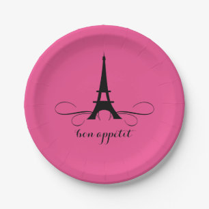 Whimsical Paris Eiffel Tower Bridal Shower Paper Plates