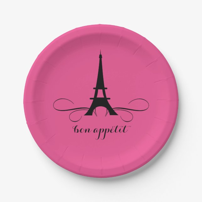Whimsical Paris Eiffel Tower | Bridal Shower Paper Plates (Front)