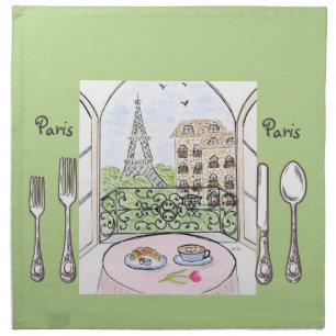 Whimsical Paris Eiffel Tower Cutlery Cloth Napkin