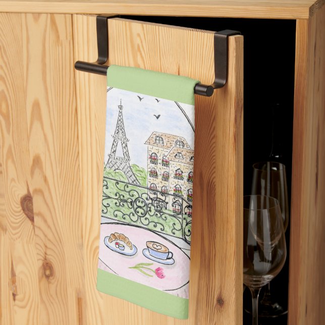 Whimsical Paris Eiffel Tower Cutlery Kitchen Towel (Thirds Fold)