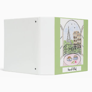Whimsical Paris Eiffel Tower French Chef 3 Ring Binder