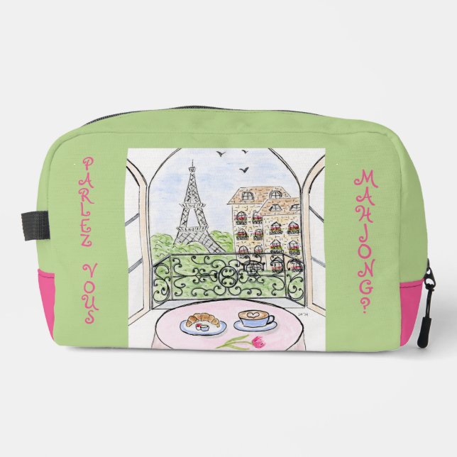 Whimsical Paris Eiffel Tower MAHJONG Zip Tile Bag (Front)