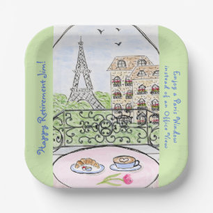 Whimsical Paris Eiffel Tower RETIREMENT Paper Plates