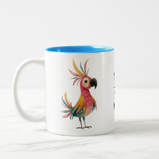 Whimsical Parrot – Bright, Colorful Feathers Two-Tone Coffee Mug
