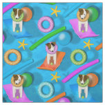 whimsical Parson Jack Russell Terrier pool party Fabric