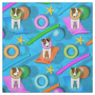 whimsical Parson Jack Russell Terrier pool party Fabric