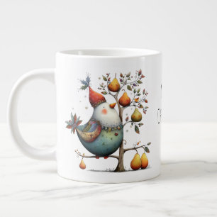 Whimsical Partridge in a Pear Tree Christmas Giant Coffee Mug
