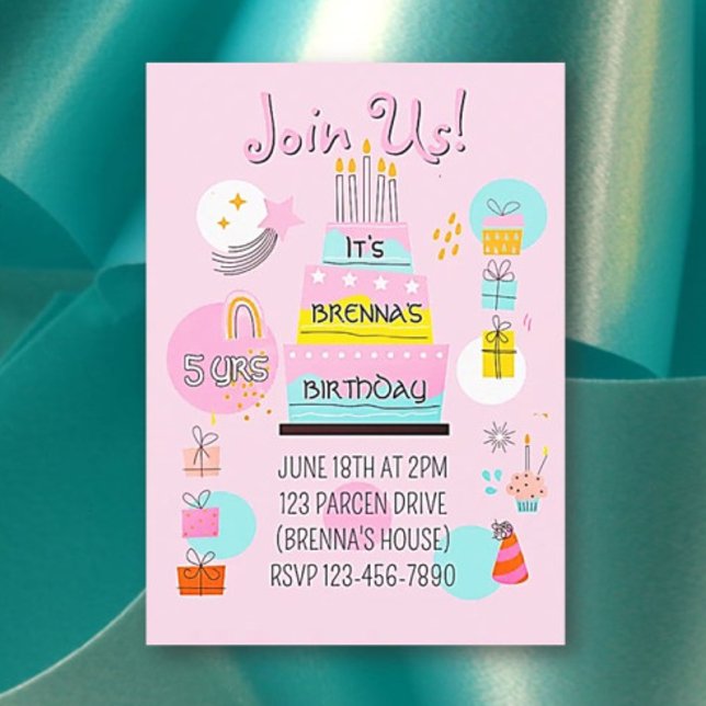 Whimsical Partytime Kids Brithday Invitation (Creator Uploaded)