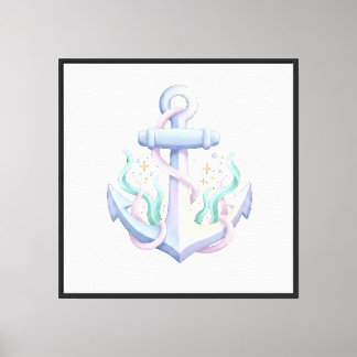 Whimsical Pastel Anchor Nautical Design Canvas Print