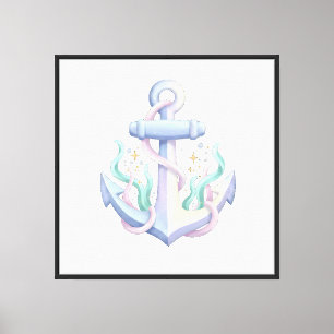 Whimsical Pastel Anchor Nautical Design Canvas Print