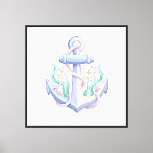 Whimsical Pastel Anchor Nautical Design Canvas Print (Front)