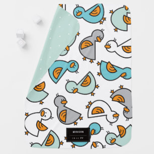 Whimsical Pastel Aqua Blue Cute Ducklings Boy Baby Stroller Blanket
