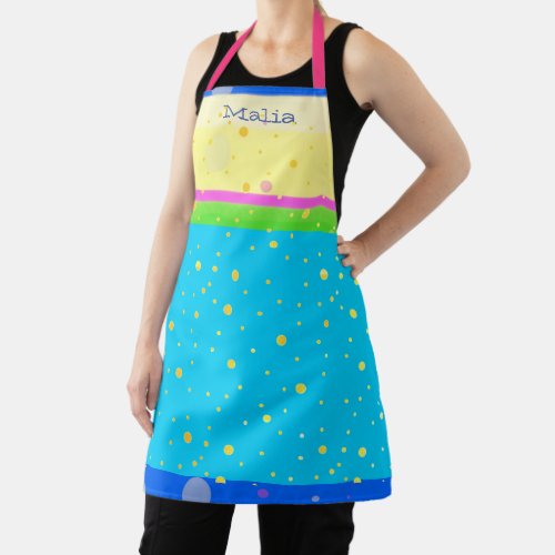 Whimsical Pastel Aqua Pink Yellow Blue Green Apron