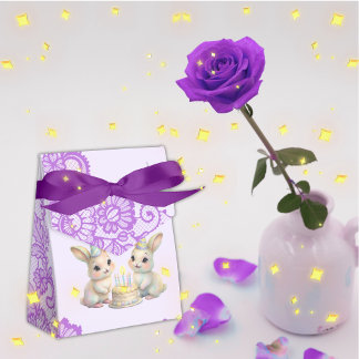 Whimsical Pastel Bunny Twins Birthday Favor Box
