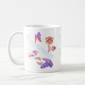 Whimsical Pastel Butterfly and Flowers Coffee Mug