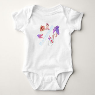 Whimsical Pastel Butterfly and Flowers Coffee Mug Baby Bodysuit