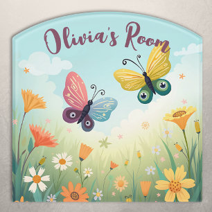 Whimsical Pastel Butterfly Garden Door Sign