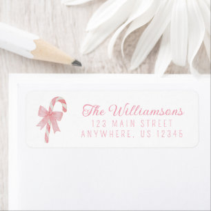 Whimsical Pastel Christmas Bow Candy Cane Label