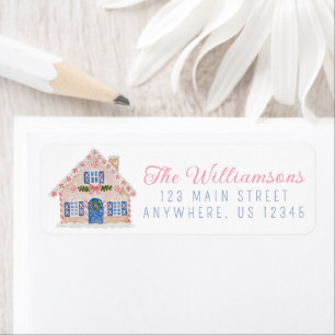 Whimsical Pastel Christmas Gingerbread House Label