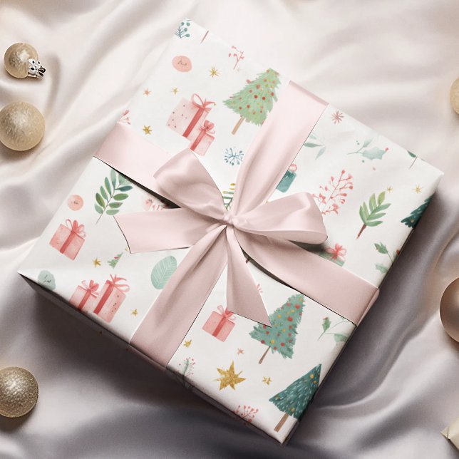 Whimsical Pastel Christmas Pattern Wrapping Paper (Creator Uploaded)