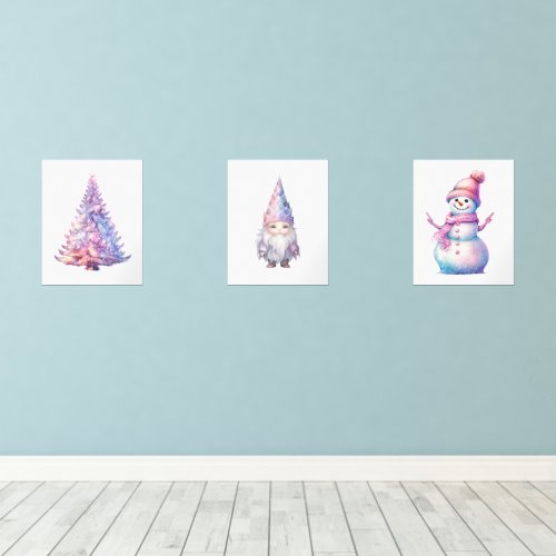 Whimsical Pastel Christmas Print Set