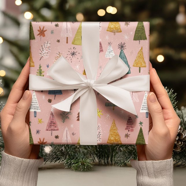 Whimsical Pastel Christmas Tree Wrapping Paper (Creator Uploaded)