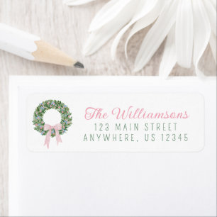 Whimsical Pastel Christmas Wreath Address Label