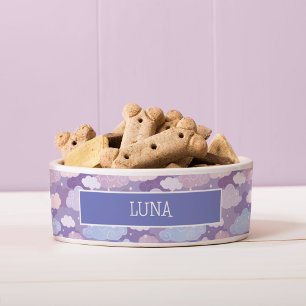Whimsical Pastel Clouds and Stars Pattern Bowl