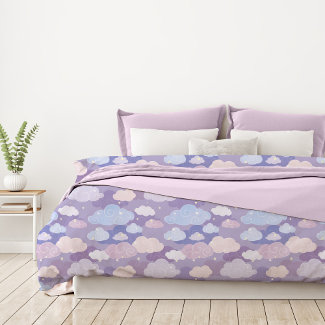 Whimsical Pastel Clouds and Stars Pattern
