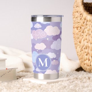 Whimsical Pastel Clouds and Stars Pattern