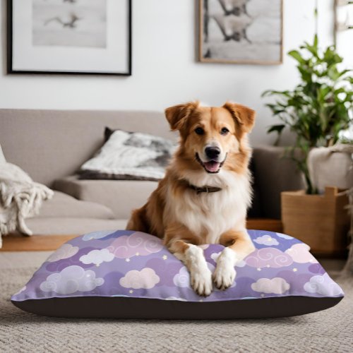 Whimsical Pastel Clouds and Stars Pattern Pet Bed