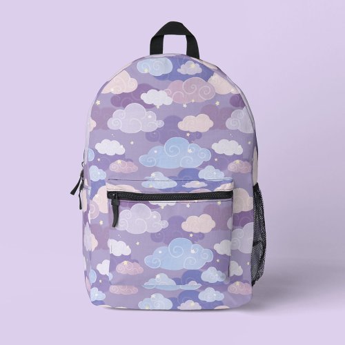 Whimsical Pastel Clouds and Stars Pattern Printed Backpack