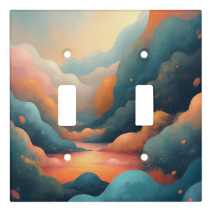Whimsical Pastel Cloudscape River Abstract Light Switch Cover