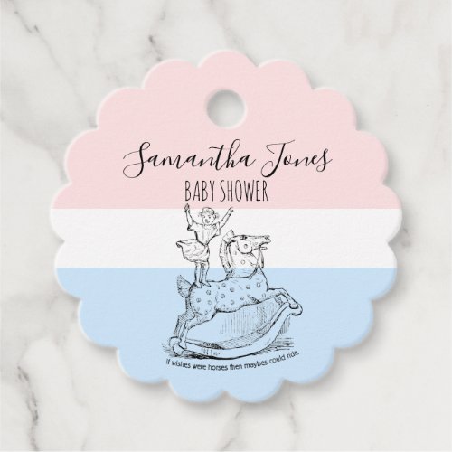 Whimsical Pastel Colors Rocking Horse Baby Shower Favor Tags