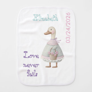 Whimsical Pastel Country Bible Duck Floral Bow Baby Burp Cloth