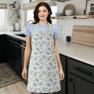 Whimsical Pastel Cute Easter Eggs Floral Patter Apron