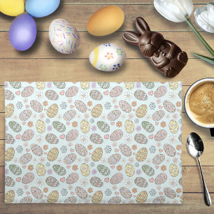 Whimsical Pastel Cute Easter Eggs Floral Patter Cloth Placemat