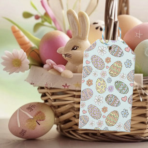 Whimsical Pastel Cute Easter Eggs Floral Patter Gift Tags