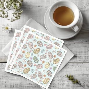 Whimsical Pastel Cute Easter Eggs Floral Patter Napkins