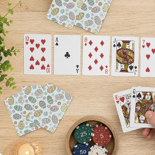 Whimsical Pastel Cute Easter Eggs Floral Patter Poker Cards