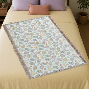 Whimsical Pastel Cute Easter Eggs Floral Patter Throw Blanket