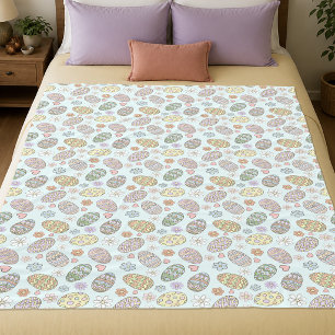 Whimsical Pastel Cute Easter Eggs Floral Pattern Fleece Blanket