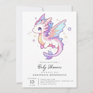 Whimsical Pastel Dragon Baby Shower Invitation