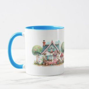 Whimsical Pastel Fairy Tale Cottage Art Mug