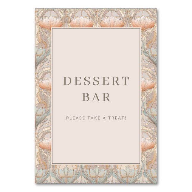 Whimsical Pastel Floral Dessert Bar Sign Table Number (Front)