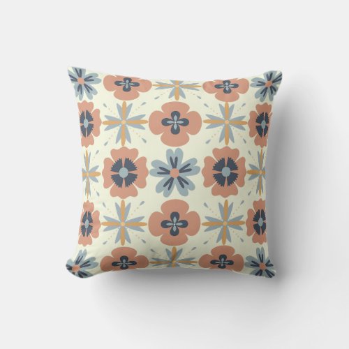 Whimsical Pastel Floral Pattern Throw Pillow