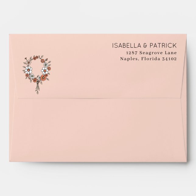 Whimsical Pastel Floral Wreath Envelope (Back (Top Flap))